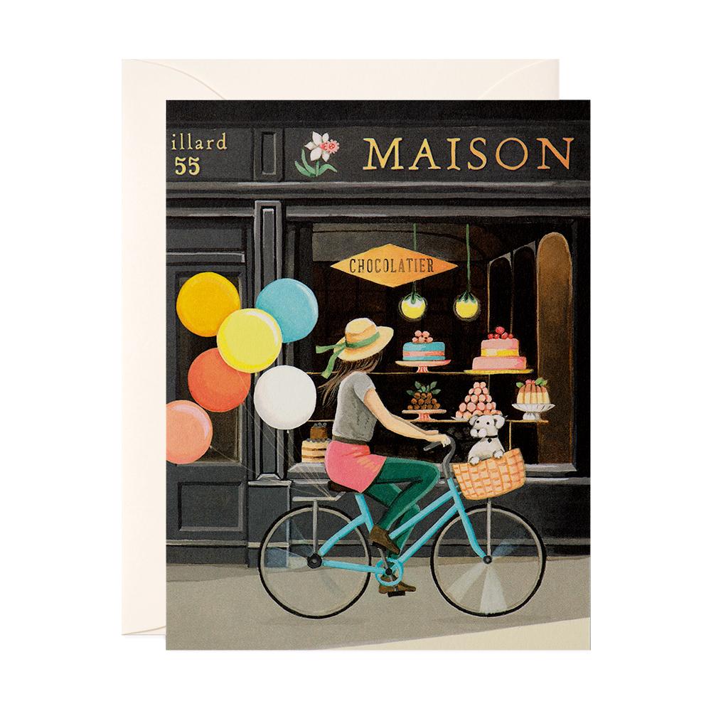 Girl On Bike Card - Belle De Provence