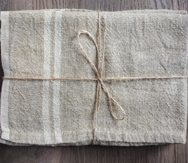 Vintage Linen Natural/Ivory Tea Towel - Belle De Provence