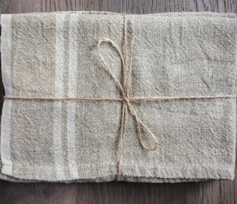 Vintage Linen Natural/Ivory Tea Towel - Belle De Provence