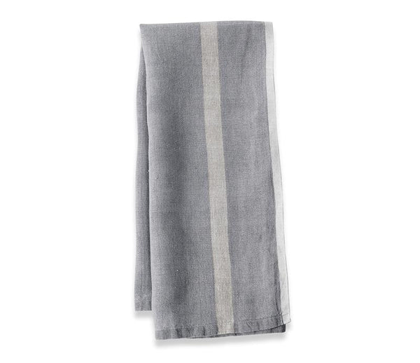 Laundered Linen Grey/Natural Tea Towel - Belle De Provence