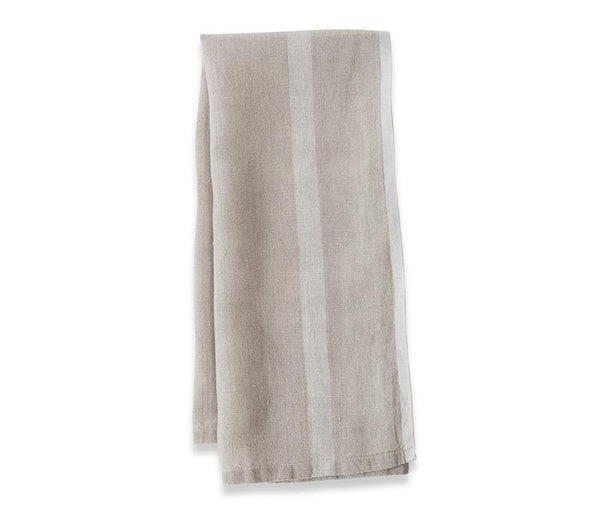 Laundered Linen Natural/White Tea Towel - Belle De Provence