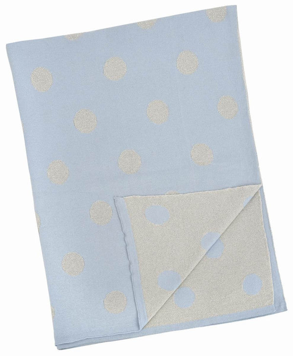 Blue Silver Polka Dot Baby Blanket - Belle De Provence