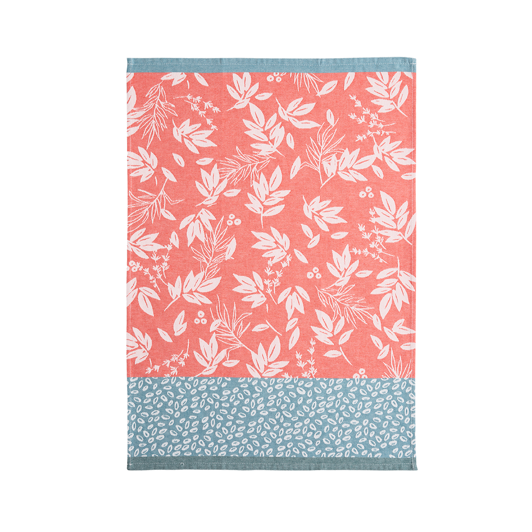 Coucke - Feuillage Rouge Tea Towel