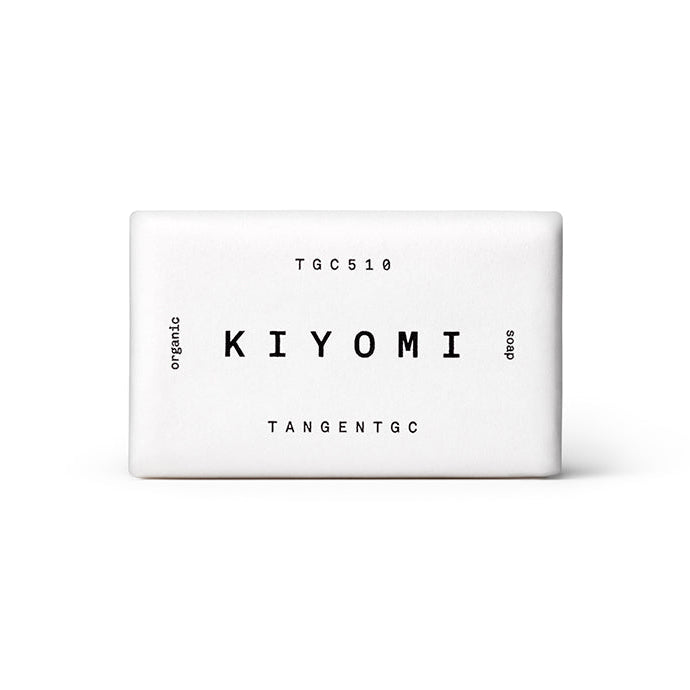 A white bar of soap with 'Kiyomi' and 'Tangent GC' printed on the surface.