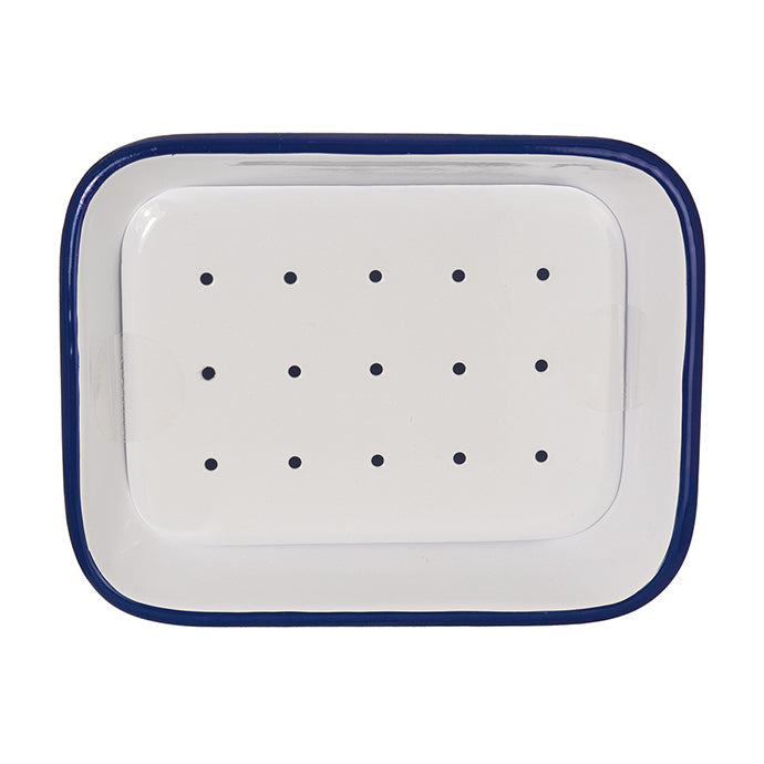 White & Blue Two Piece Soap Dish