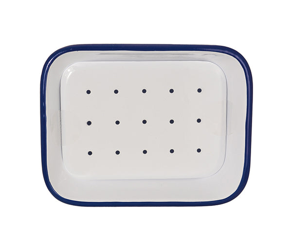 White & Blue Two Piece Soap Dish