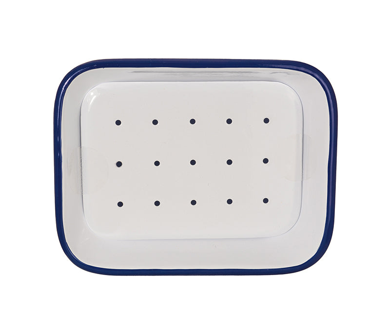 White & Blue Two Piece Soap Dish