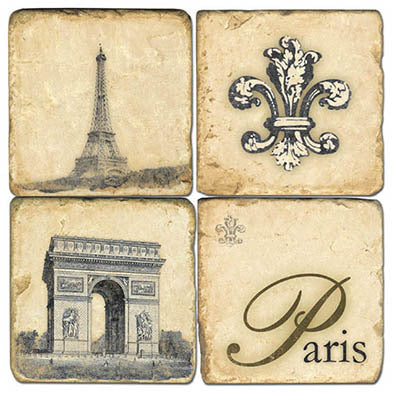 Retro Paris Marble Coasters - Belle De Provence