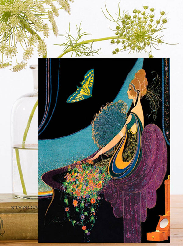 Hand Glittered Lady & Butterfly Greeting Card