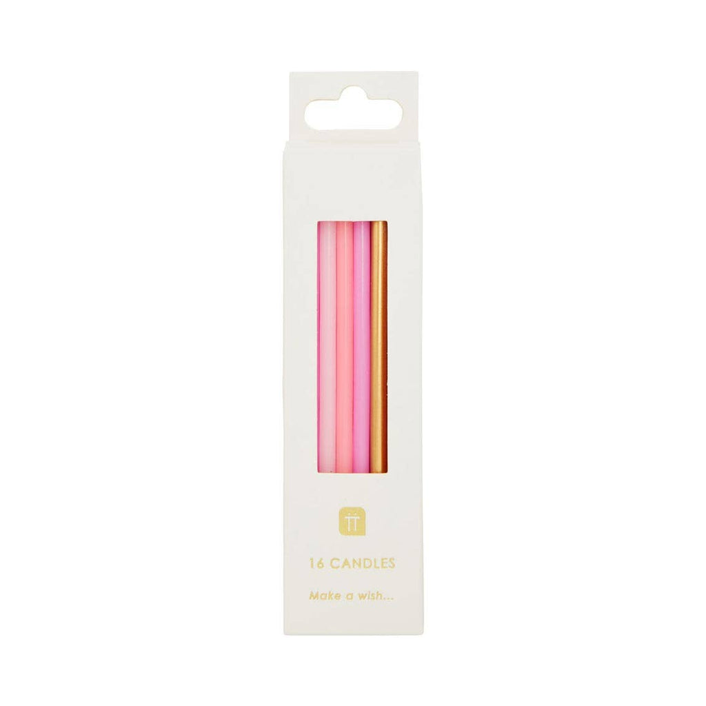 Rose Pink & Gold Birthday Candles