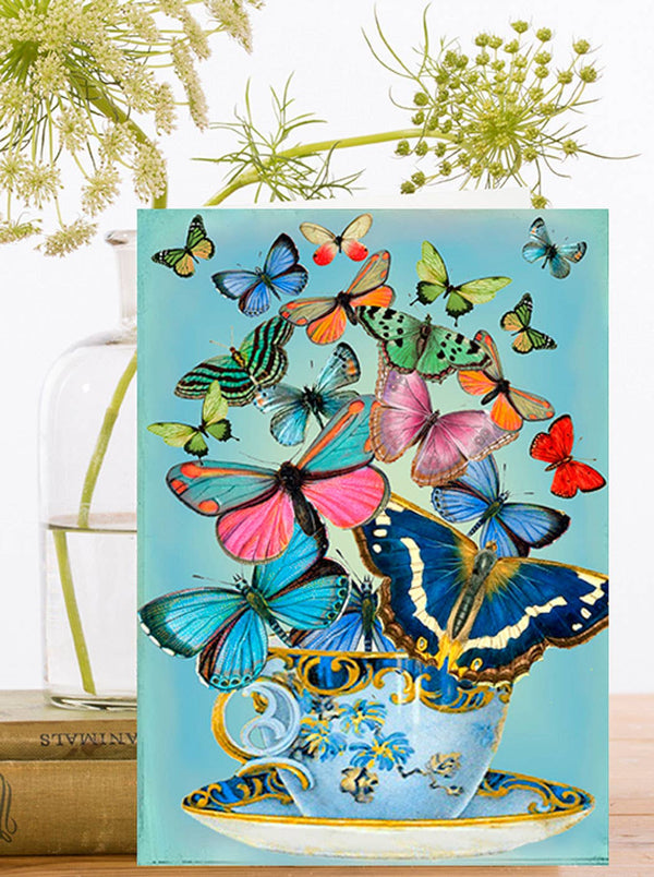 Butterflies and Teacup Blank Greeting Card