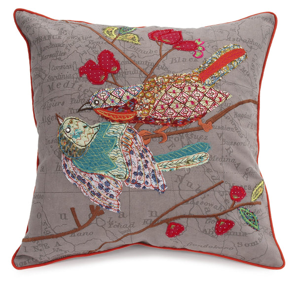 Grey Love Bird Pillow - Belle De Provence