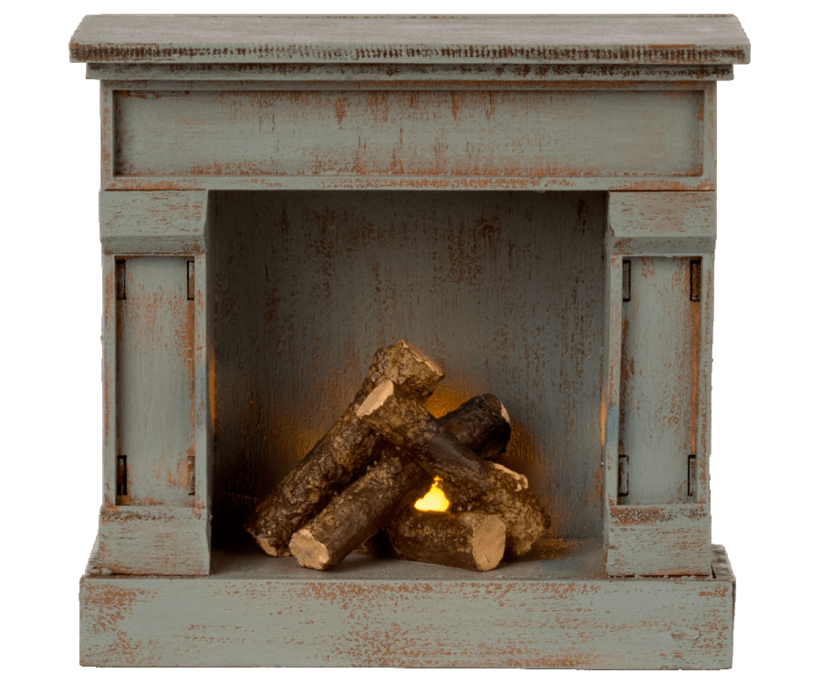 Miniature Fireplace Vintage Blue