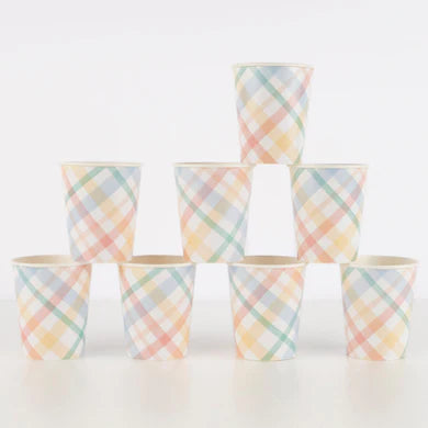 Spring Plaid Paper Cups