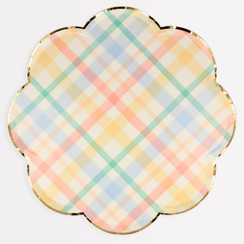 Spring Plaid Paper Side Plates