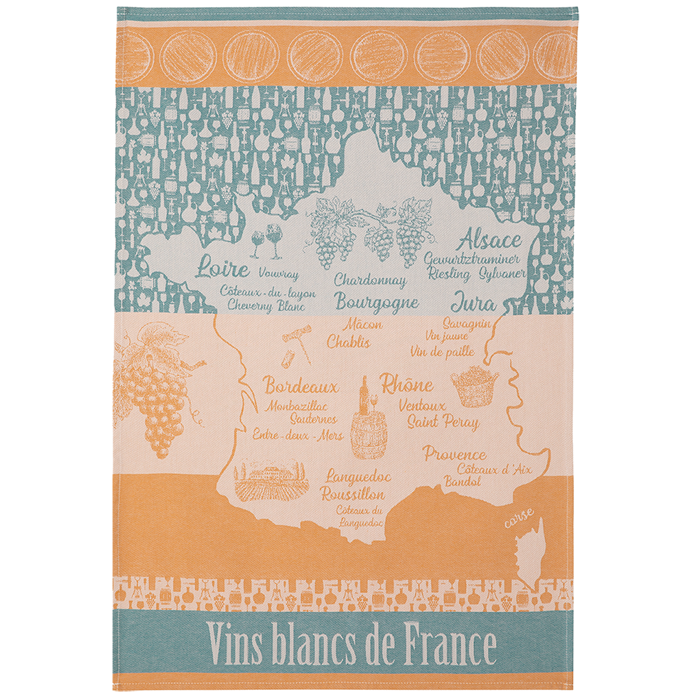 Vins Blancs de France Tea Towel