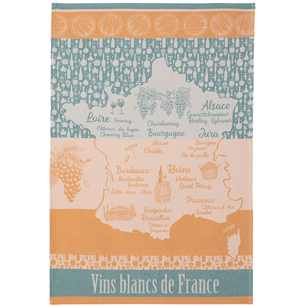 Vins Blancs de France Tea Towel