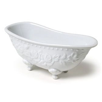 Embossed White Bathtub Soap Dish - Belle De Provence